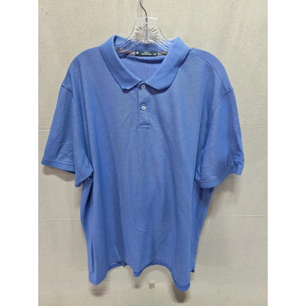 Members Mark Stretch Cotton Polo Shirt Mens XL Blue Short Sleeve Casual 2738